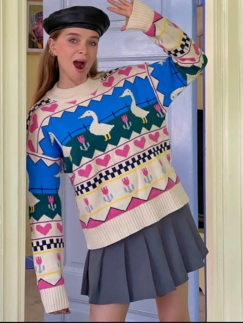 KINA AND TAM Duck Tales whimsy faire isle farmcore sweater‎ XS - Picture 10 of 10